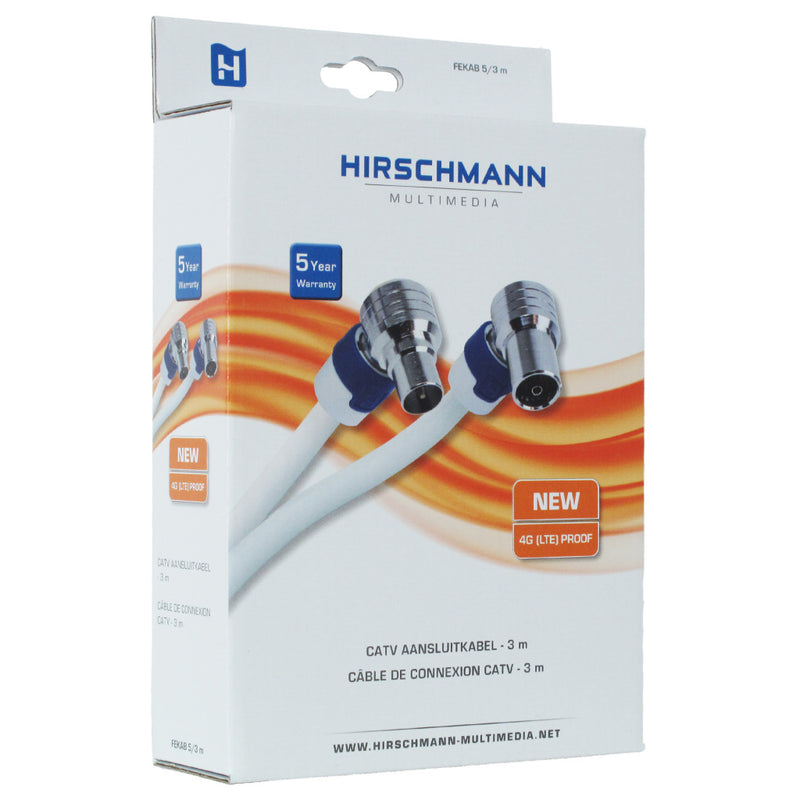 Hirschmann FEKAB 5/3 Coaxkabel Fekab Coax Male (iec) - Coax Female (iec) 3.00 M Wit / Blauw