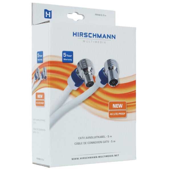 Hirschmann FEKAB 5/5 Coaxkabel Fekab Coax Male (iec) - Coax Female (iec) 5.00 M Wit / Blauw