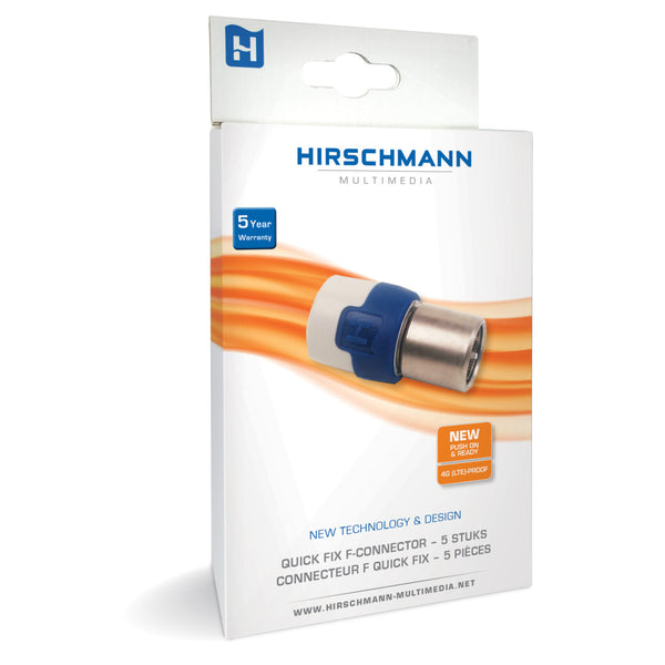 Hirschmann QFC 5S F-connector Male Metaal Wit / Blauw