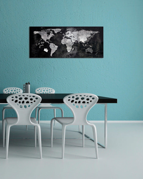 Sigel SI-GL410 Glasmagneetbord Artverum LED 1300x550x15 Wereldkaart