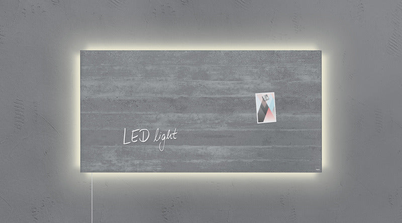 Sigel SI-GL406 Glasmagneetbord Artverum LED 910x460x15 Betondesign