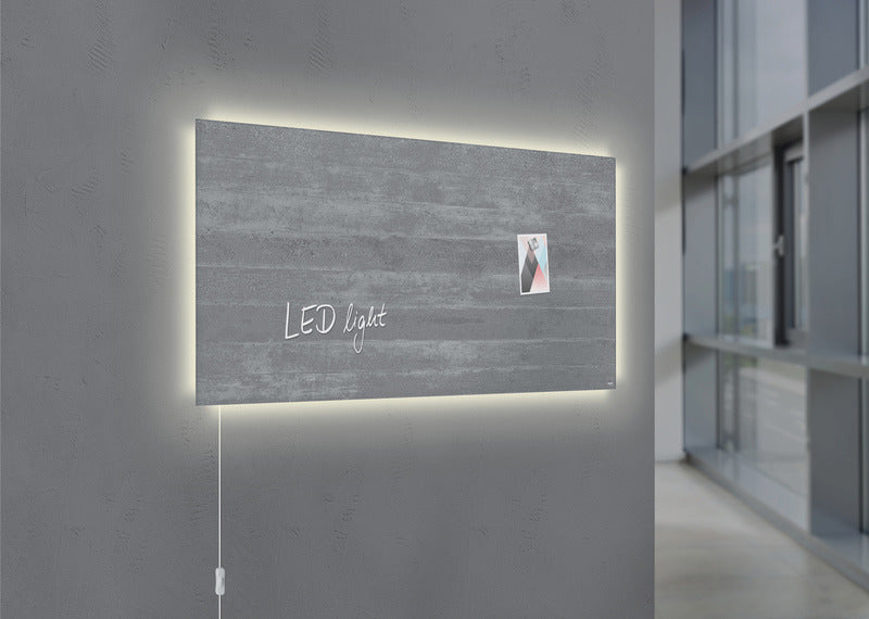 Sigel SI-GL406 Glasmagneetbord Artverum LED 910x460x15 Betondesign