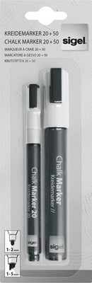 Sigel SI-GL176 Krijtmarker 1-2mm & 1-5mm Afwasbaar 2 Stuks Wit