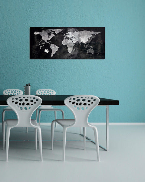 Sigel SI-GL246 Glasmagneetbord Artverum 1300x550x12mm Wereldkaart