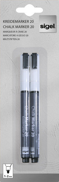 Sigel SI-GL178 Krijtmarker 1-2mm Afwasbaar 2 Stuks Wit