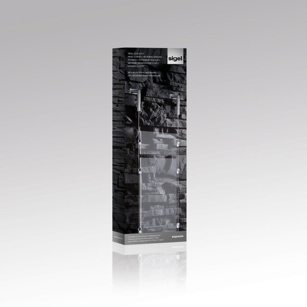Sigel SI-SE118 Presentatiesysteem Exposio 2x Acrylplaat 297x95mm,4 Clips