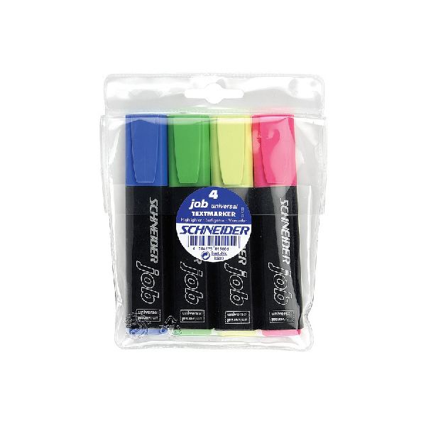 Schneider tekstmarker  etui a 4 stuks assorti