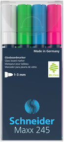 Schneider S-124594 Marker Maxx 245 4st. In Etui, Zwart, Groen, Blauw, Rood