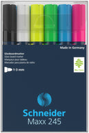Schneider S-124596 Marker Maxx 245 6st. In Etui. Zwart, Wit, Geel, Groen, Blauw, Rood