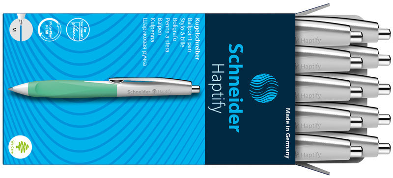 Schneider S-135334 Balpen Haptify Wit/mint Omhulsel, Blauwschrijvend