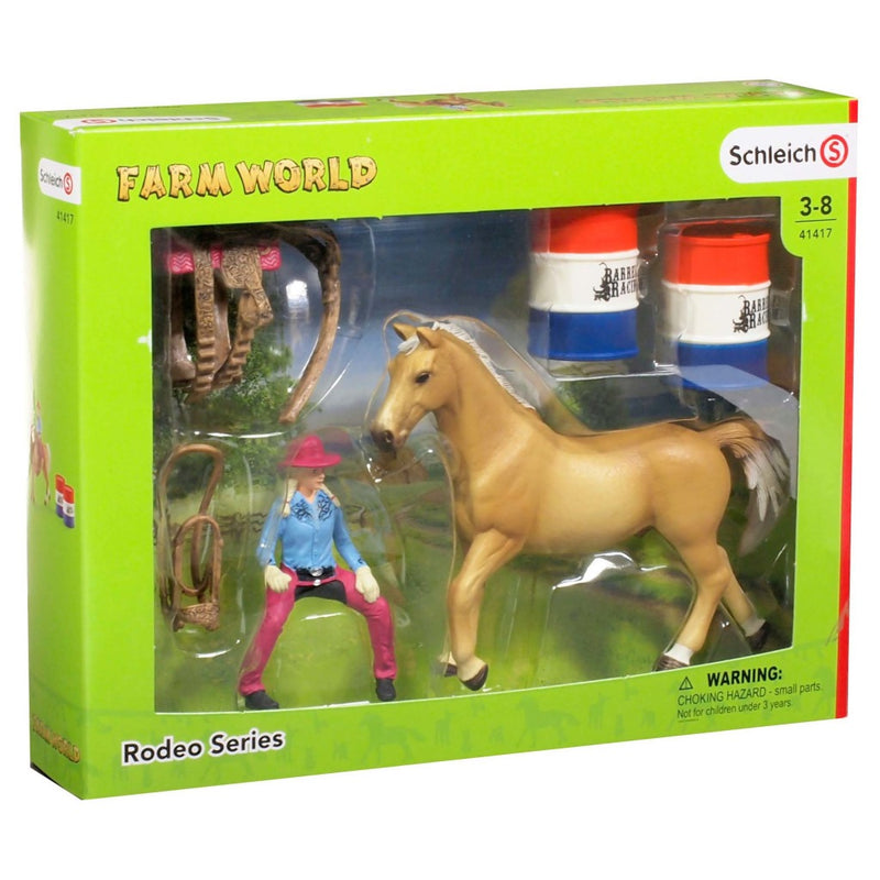 Schleich Barrel Racing met Cowgirl en Paard