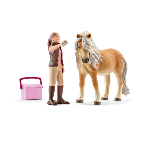 Schleich Paardenverzorgster met Island Pony Merrie