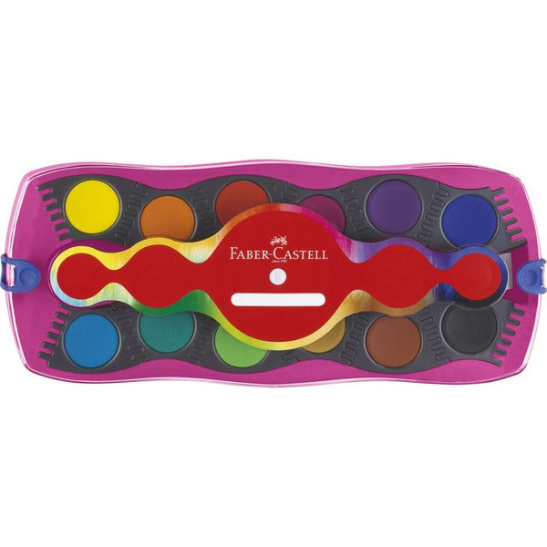 Faber Castell FC-125002 Connector Waterverfdoos 12 Kleuren + 1 Tube Regenboog Glitter en Unicorn St