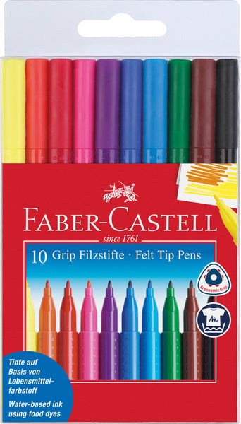 Faber Castell FC-155310 10 Viltstiften GRIP Doos met 10 Etuis