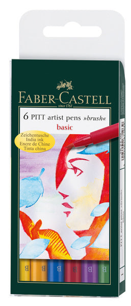 Faber Castell FC-167103 Tekenstift Faber-Castell Pitt Artist Pen 6-delig Etui Basic