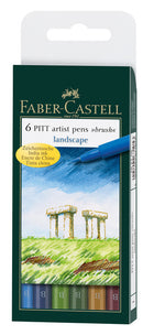Faber Castell FC-167105 Tekenstift Faber-Castell Pitt Artist Pen 6-delig Etui Landscape