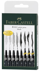 Faber Castell FC-167137 Tekenstift Faber-Castell Pitt Artist Pen Kleur 199 Zwart 8 Stuks