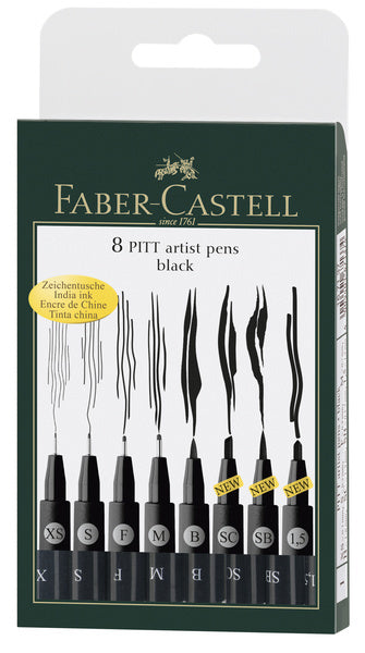 Faber Castell FC-167137 Tekenstift Faber-Castell Pitt Artist Pen Kleur 199 Zwart 8 Stuks