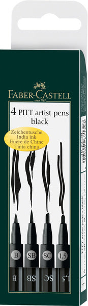 Faber Castell FC-167139 Tekenstift Faber-Castell Pitt Artist Pen 4 Stuks