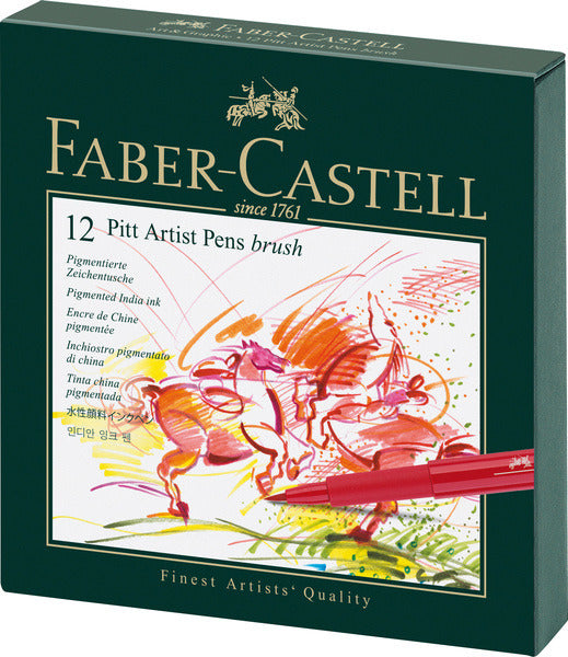 Faber Castell FC-167146 Tekenstift Pitt Artist Pen Brush 12-delig Studiobox
