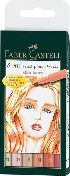 Faber Castell FC-167162 Tekenstift Faber-Castell Pitt Artist Pen Brush Etui A 6 Stuks Huidskleur