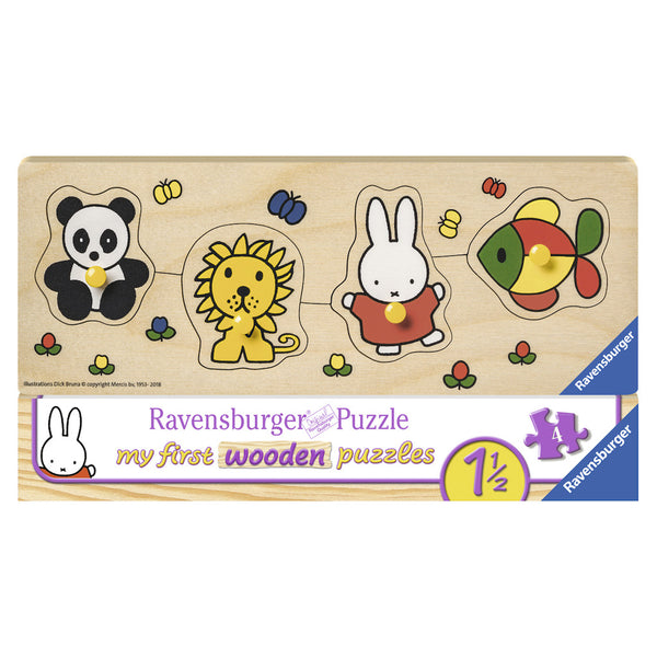 Ravensburger Houten Puzzel Nijntje in de Dierentuin 4 Stukjes