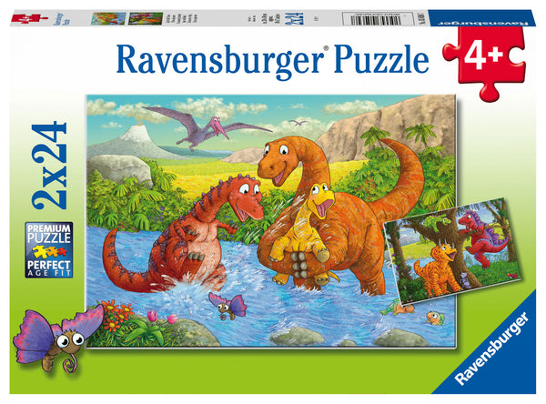 Legpuzzel Spelende Dino's, 2x24st.