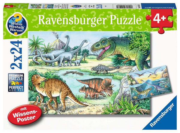 Puzzel 2x24 stukjes Sauriërs en hun leefruimte