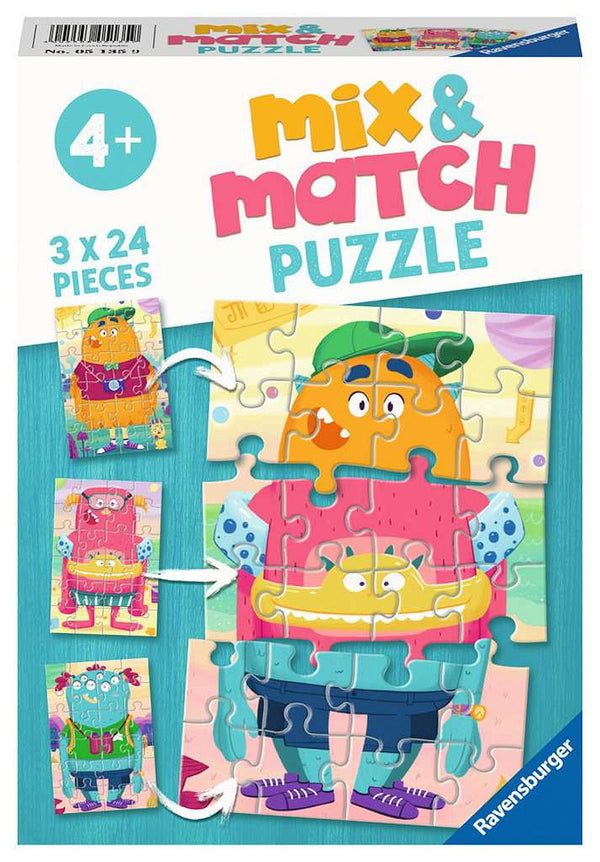 Puzzel 3x24 stukjes Grappige monsters