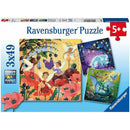 Puzzel 3x49 stukjes Eenhoorn, draak en fee