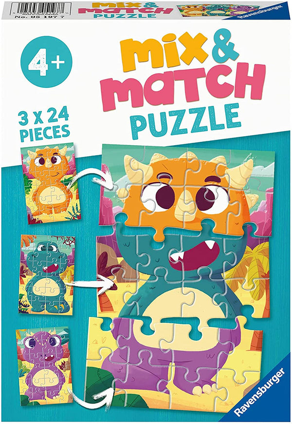 Puzzel 3x24 stukjes Schattige dino AND apos;s