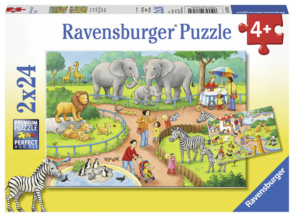 Puzzel 2x24 stukjes Een dag in de dierentuin