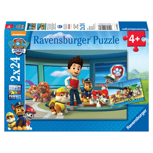Puzzel 2x24 stukjes Paw Patrol hulpvaardige speurneus