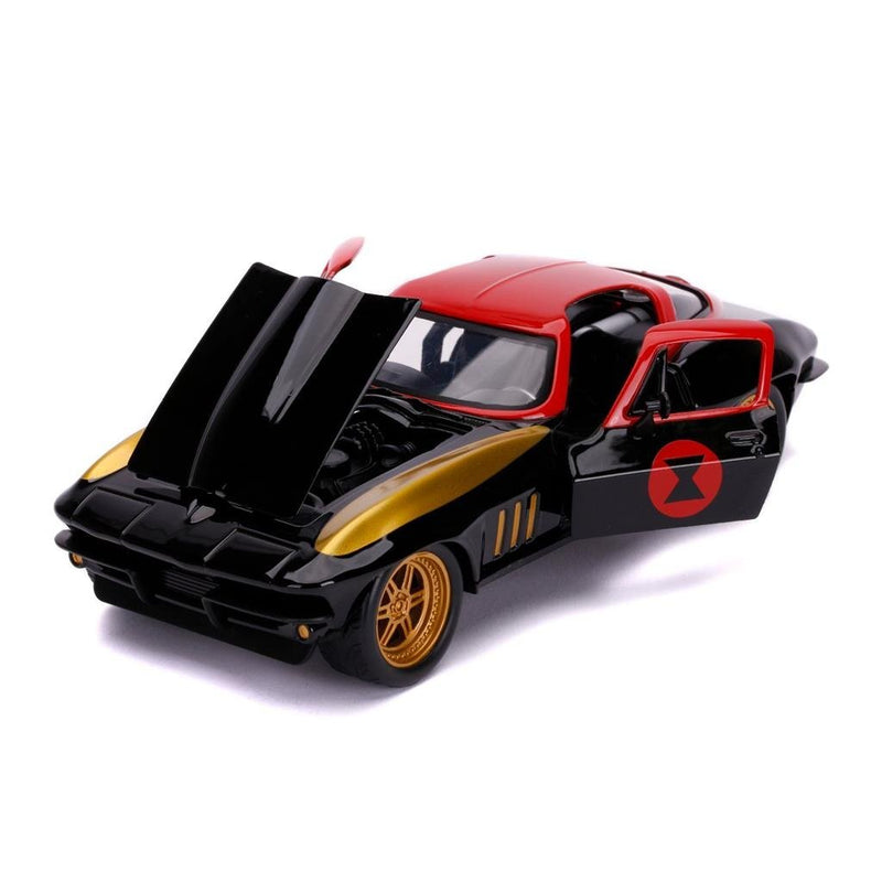 Jada Die-Cast Black Marvel Avengers Black Widow 1966 Chevy + Figuur 1:24