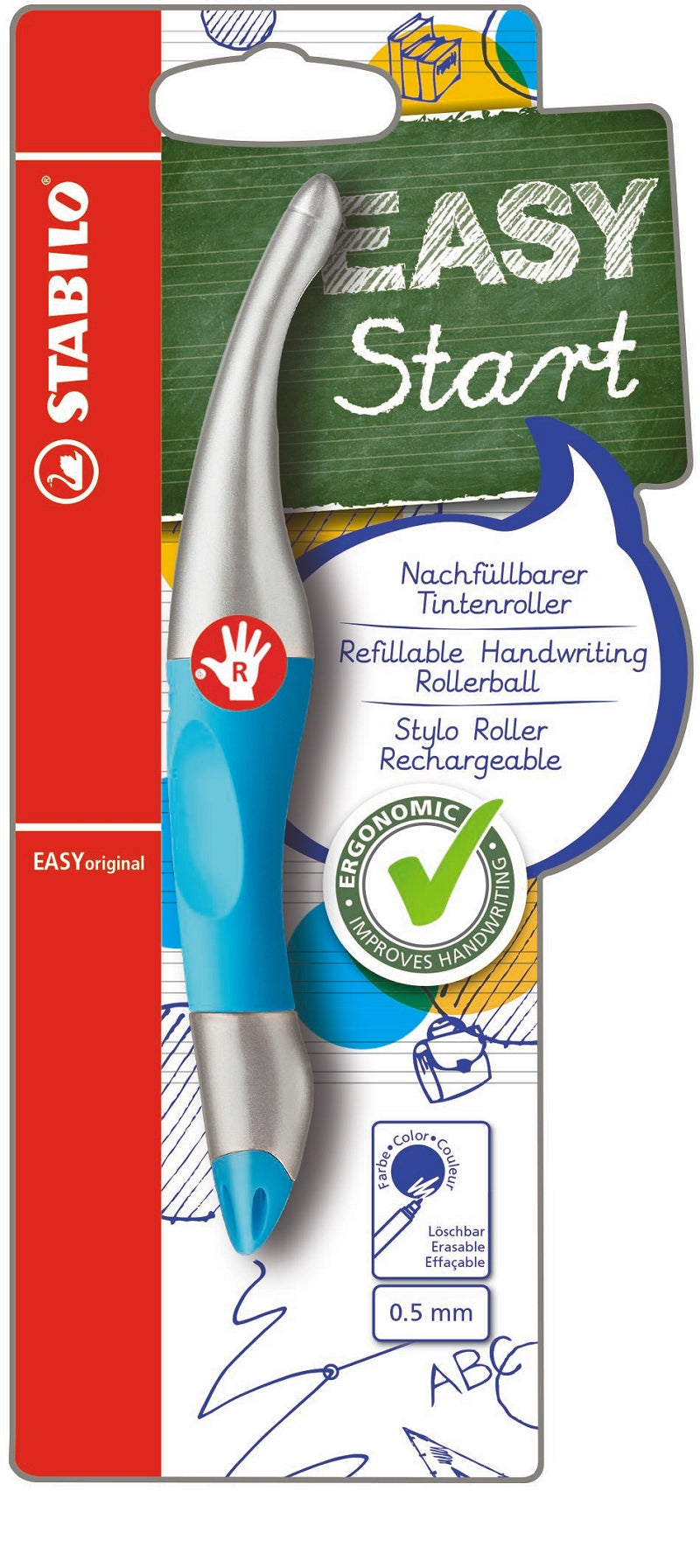 Stabilo Easy Original Rechts Neon Blauw 1 Medium Refill