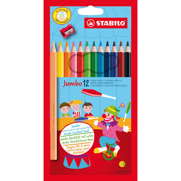 Stabilo Jumbo Kleurpotloden 12 Stuks + Puntenslijper