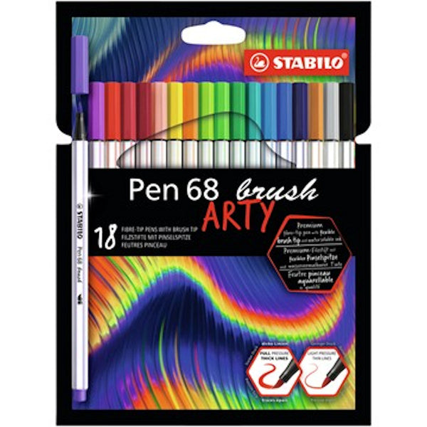 STABILO Pen 68 Brush - Viltstift - ARTY - Set Met 18 Stuks