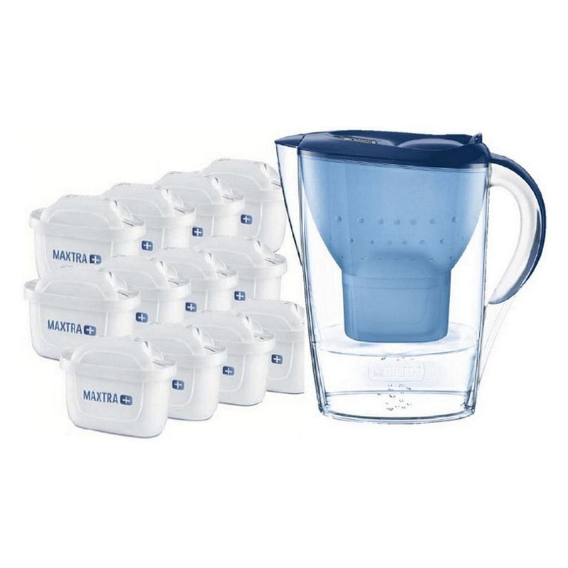 Brita Marella Waterfilterkan + 12 Maxtra Plus Filters Blauw/Transparant