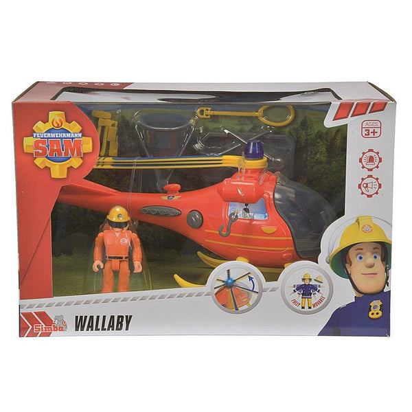 Simba Brandweerman Sam Helikopter Wallaby Speelset + Licht en Geluid