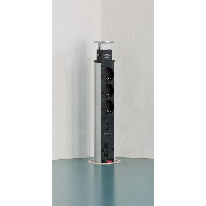 Brennenstuhl BN-1396200023 Tower Power 3x Schuko 2x Usb 2x Cat-6