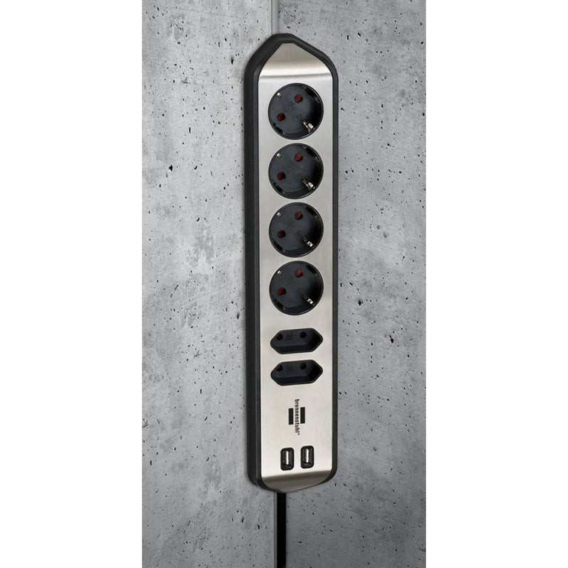 Brennenstuhl 1153590610 Estilo Hoekaansluitdoosstrook Met Usb Laadfunctie 6-weg 4x Beschermend Cont