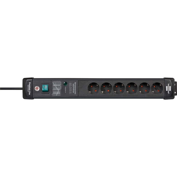 Brennenstuhl 1951160401 Premium-line 60.000a Stekkerdoos Met Overspanningsbeveiliging 6-voudig Zwar