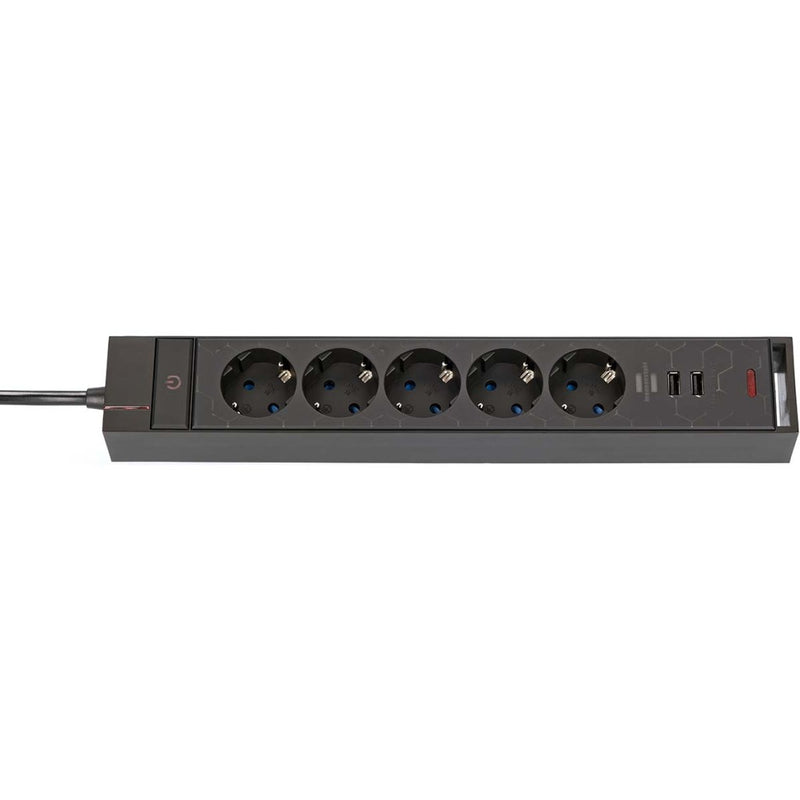 Brennenstuhl 1153560100 Gaming Stekkerdoos Gsl 05 5-voudig Met 2 Usb-laadfuncties 1,5m H05vv-f3g1.5