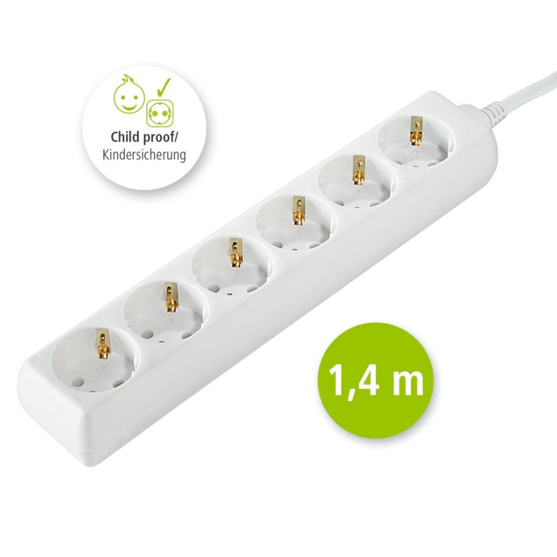 Hama Distribution Panel 6 Sockets Child-proof 1.4 M White