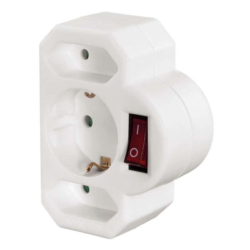 Hama Socket Adapter 3Way W.Switc