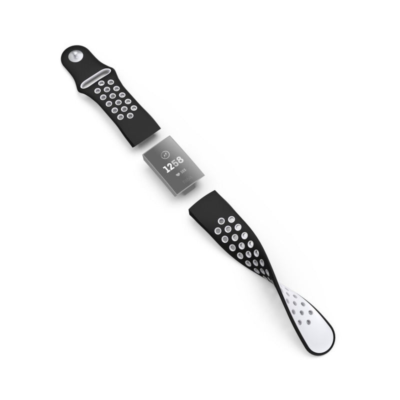 Hama Sportpolsband Voor Fitbit Charge 3/4 Ademend Horlogebandje Zwart/grijs