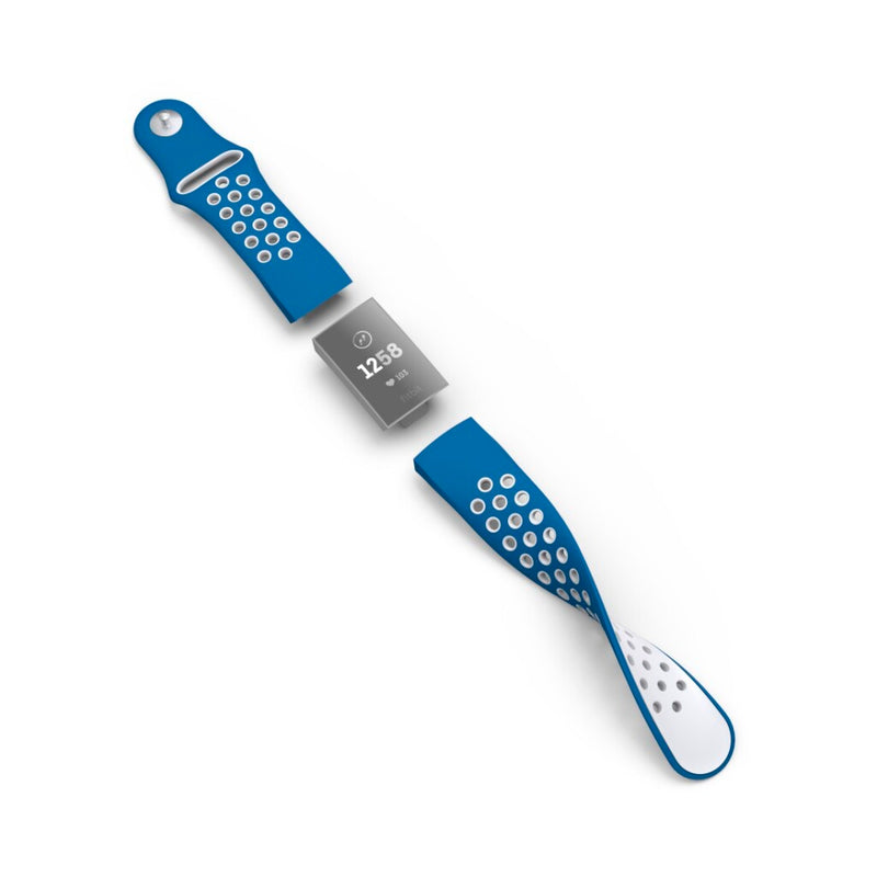 Hama Sportpolsband Voor Fitbit Charge 3/4 Ademend Horlogebandje Blauw/grijs