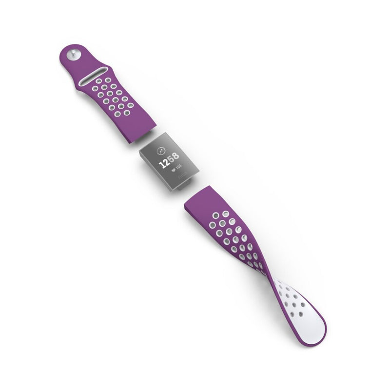 Hama Sportpolsband Voor Fitbit Charge 3/4 Ademend Horlogebandje Paars/grijs