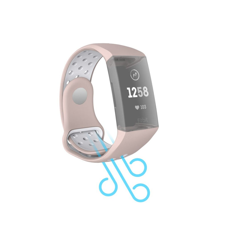 Hama Sportpolsband Voor Fitbit Charge 3/4 Ademend Horlogebandje Rosé/grijs