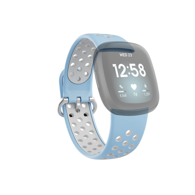 Hama Sportpolsband Voor Fitbit Versa3/Sense Ademend Univ. Lichtblauw/grijs